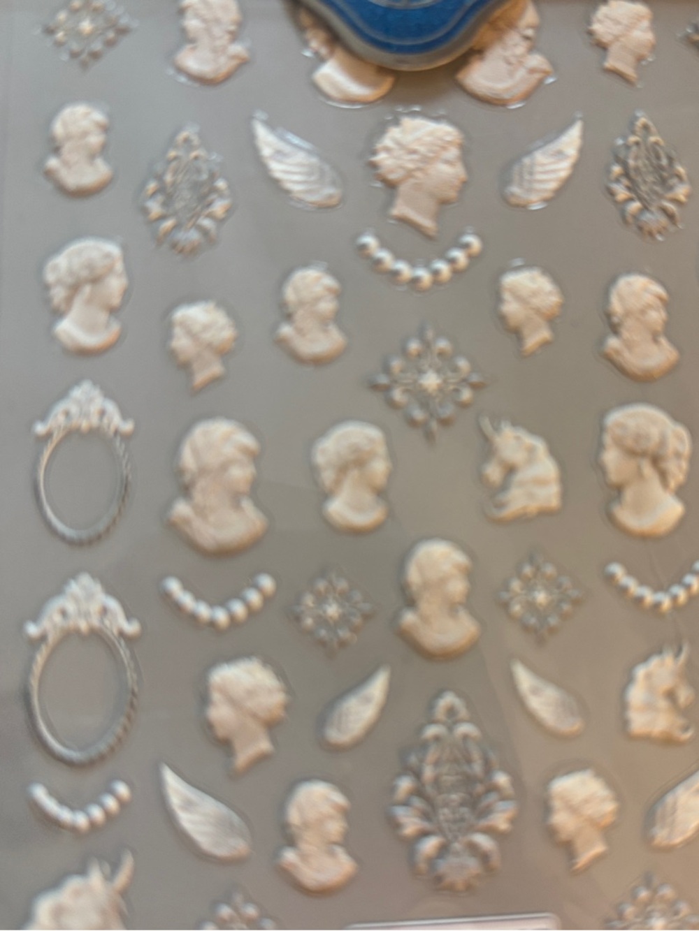 Vintage Cameo and Frame Sticker Sheet - Cream and Silver Accents